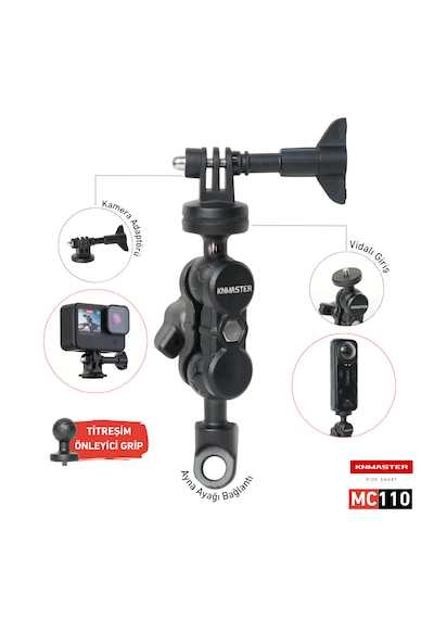 Knmaster Mc110 Ayna Dibi Bağlantılı 360 Ayarlanabilir Kamera Tutucu Aparat 15 Cm