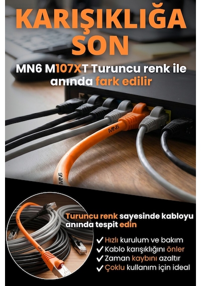 Mn6 M107xt 60 Metre Ethernet Kablosu/cat6 23awg Utp 0.57mm/çıft Kat Korumalı/iç Dış Mekan Uyumlu 60 M
