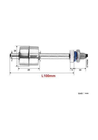 Metal Sıvı Su Seviye Sensörü 100mm Paslanmaz Çelik Şamandıra Mekanik Anahtar Kazan Kap Depo Tank
