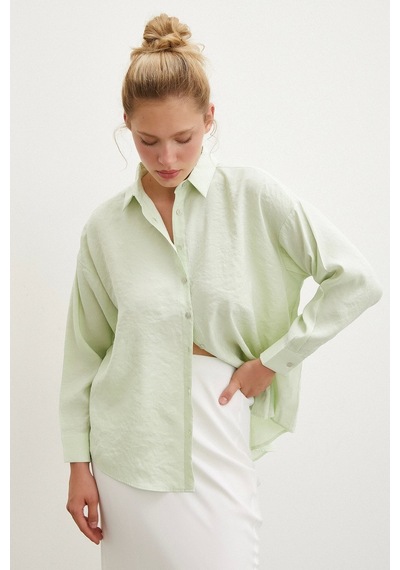 Never More Basic Modal Gömlek Mint Mint Yeşili