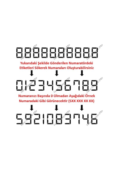 Vantuzlu Araç Araba Oto Park Telefon No Gösterici Numaratör, Cama Vntuzlu Numaratik Siyah-beyaz Ydnmr021