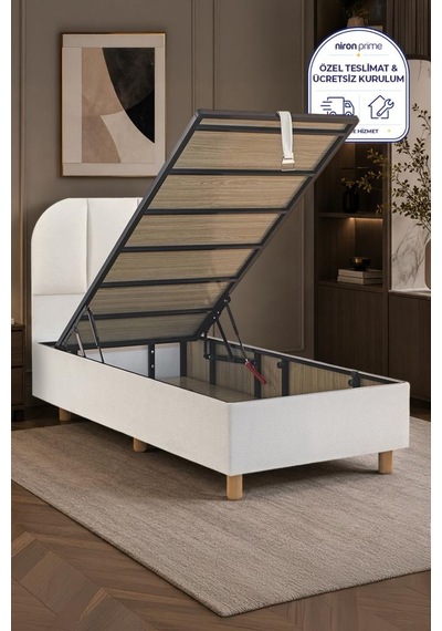 Niron Bohem Klapa 100x200 Cm Tek Kişilik Baza Başlık Seti - Sandıklı Modern Takım 100 x 200