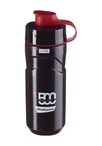 Polisport T500 Thermal Su Matarası Siyah - Kırmızı