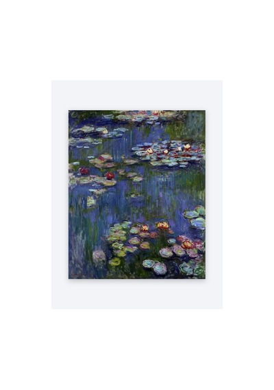 Tam Renk Claude Monet Nilüferler Oda Dekorasyon Dekoratif Kanvas Duvar Tablosu Mavi