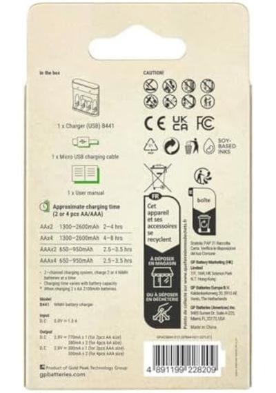 Gp B441 Usb Şarj Cihazı Pilsiz Model 4 Kanallı Hem Aa Hemde Aaa Şarjlı Piller İçin