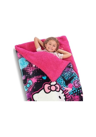 Northwest Hello Kitty Bulut Sherpa Pijama Çantası, 68,5 Cm X 157,5 Cm, Slumber Kitty Acı Kahverengi