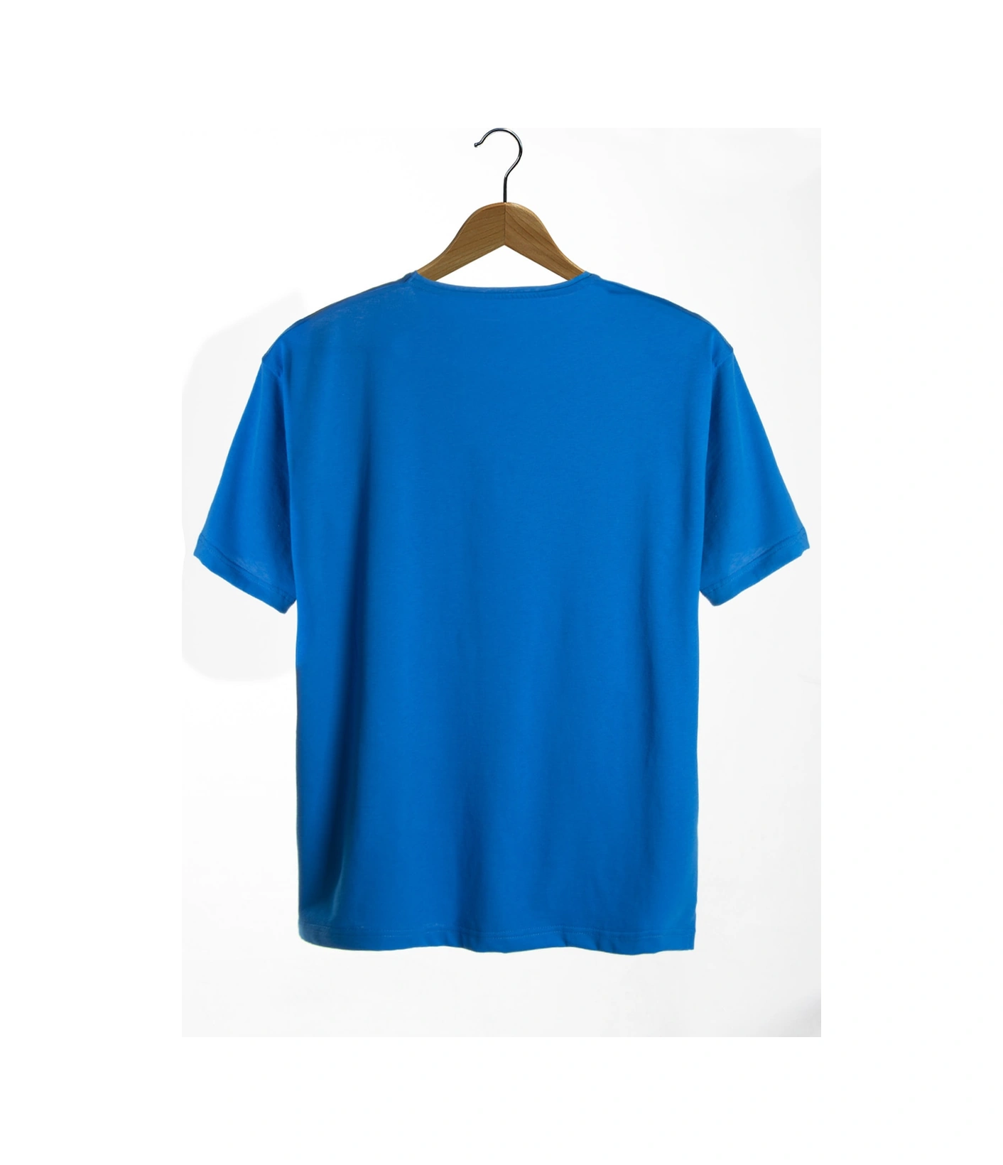 Veaven Unisex Mavi Bisiklet Yaka Önü Atatürk Imza Baskılı Oversize T-shirt Mavi