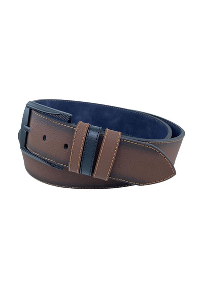 Kahverengi Suni Deri Sarı Dikişli Model 4.5 Genişlik Spor Kemer - 4509-st Kahverengi