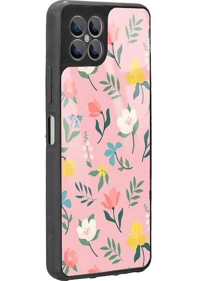 Omix X600 Pinky Flowers Tasarımlı Glossy Telefon Kılıfı Siyah