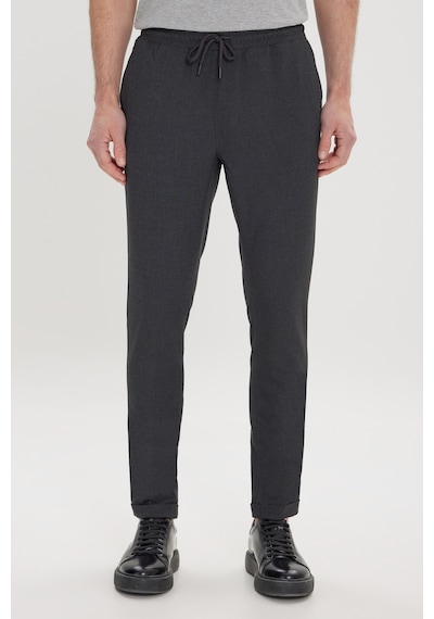 Ac&Co / Altınyıldız Classics Slim Fit Dar Kesim Beli Bağlamalı Yan Cepli Erkek Pantolon - Antrasit