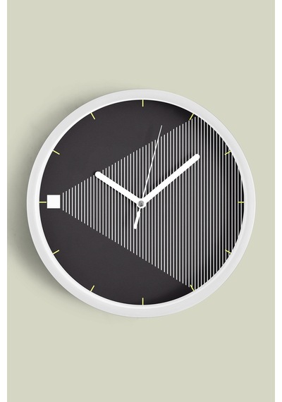 Siyah - Beyaz Optik İllüzyon Modern Tasarım Duvar Saati - 25cm - Önü Camlı Beyaz Kasa-jh0551 Beyaz