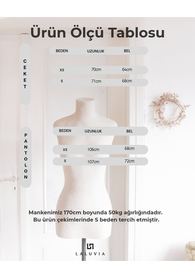 Laluvia Kahverengi Yan Düğme Detaylı Ceket Pantolon Takım - 2y202602