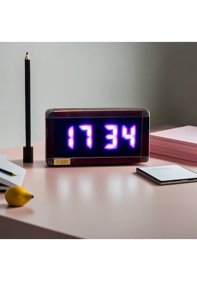 Dijital Led Duvar Ve Masa Saat Derece Ve Nem - Pembe Kasa Ölçüleri: 7x17 Cm