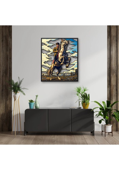 Şahlanan Atta Başkomutan - Metal Tablo - Dec0326 56 X 65 Cm Çok Renkli