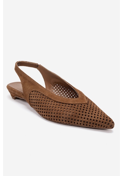 Luvishoes Lıeve Toprak Süet Hakiki Deri Kadın Alçak Topuklu Ayakkabı Taba