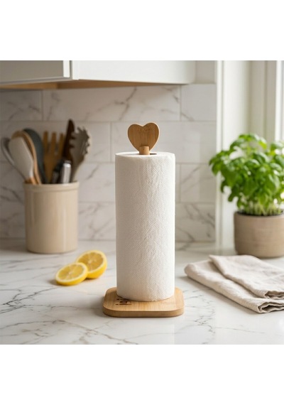 İbico İ22-192 Ahşap Bambu Kağıt Havluluk Kare Altlık 12x12cm Kalp Başlı Sap 28.5cm