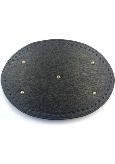 Oval Suni Deri Örgü Çanta Tabanı Siyah- Genişlik 20,5cm -uzunluk 30 Cm 20 CM