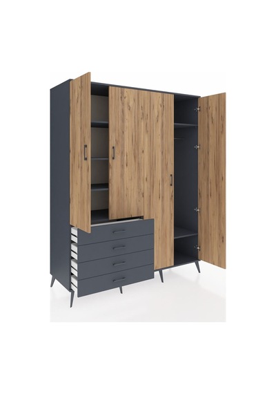 Kronos Gardrop 6 Raflı 4 Çekmeceli Tek Askılı 176x59x221 Antrasit-çam/antrasit Çam/antrasit Kronos Gardrop 6 Raflı 4 Çekmeceli Tek Askılı 176x59x221 Antrasit-çam/antrasit Çam/antrasit