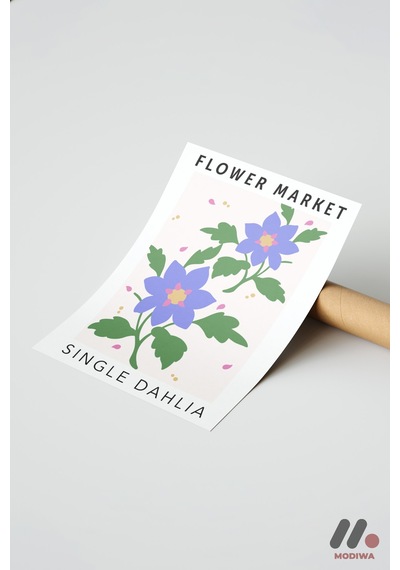 Flower Market Dahlia Posteri, Çerçevesiz Yüksek Kalite Duvar Afişi - Ev Dekorasyonu