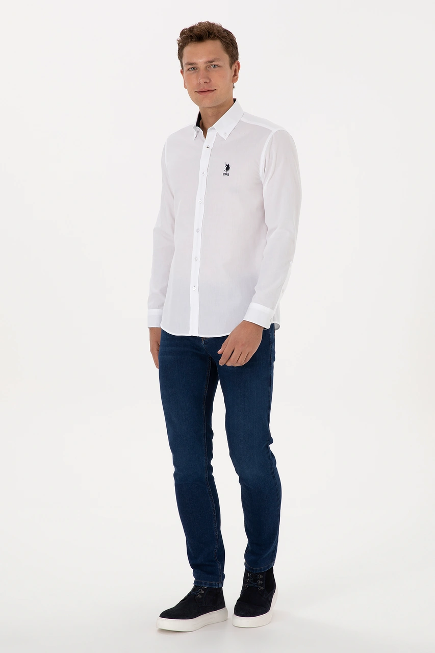 U.s. Polo Assn. Erkek Beyaz Gömlek Desenli 50308524-vr013 Beyaz