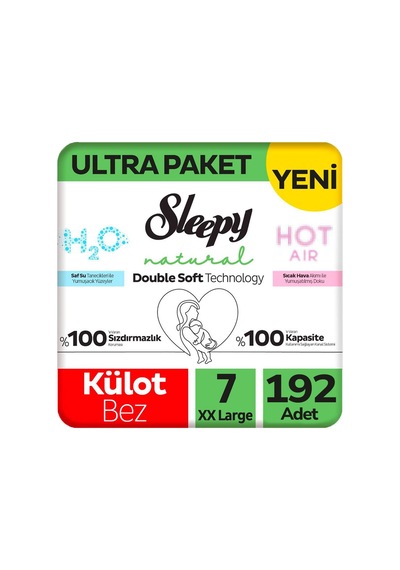 Sleepy 7 Beden Külot Bez Natural Double Soft Ultra Paket 48x4 192 Adet