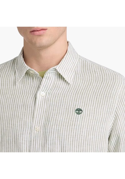 Timberland Mill Brook Linen Striped Regular Erkek Gömlek-33346 Açık Yeşil