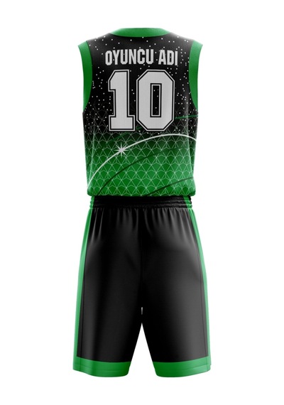 Basketbol Forması Yeşil & Siyah Model B2402 - Kişiye Özel İsim Ve Numara Yazılabilir Dijital Baskı Yeşil