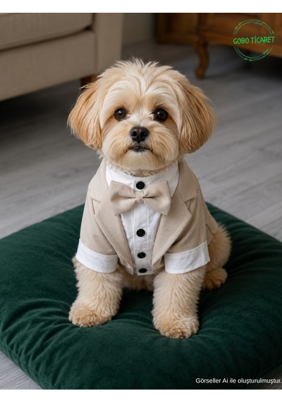 Goboticaret Sütlü Kahve Kedi Ve Köpek Takım Elbisesi Siyah Papyonlu Smokin Kıyafeti Damatlık