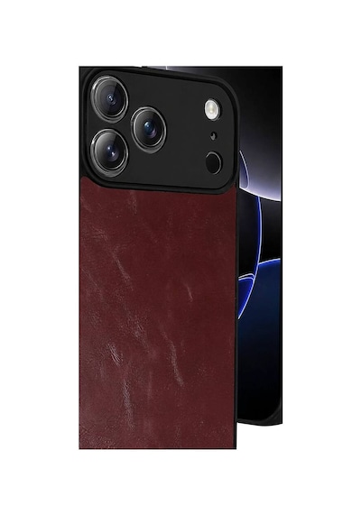 Apple Uyumlu iPhone 17 Pro Max Aras Deri Kapak - Bordo Evimdeyokyok