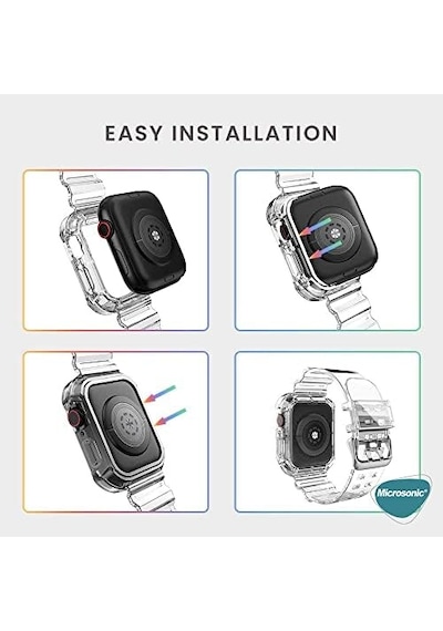 Apple Watch  Uyumlu-  Series 3 38mm İçin Kordon Transparent Clear Band Siyah