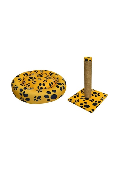 Biosand Simit Kedi Yatağı ve Tırmalama Seti Sarı Patili