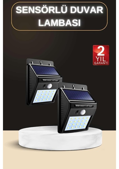 Yamanhobi Bahçe Aydınlatma Sensörlü Güneş Enerjili Duvar Lambası 40 Led Işık Çok Renkli