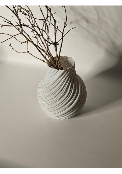 Modern Dalgalı Tasarım Dekoratif Vazo 3d Baskı Minimalist Masa Üstü Çiçeklik Beyaz Beyaz Diğer