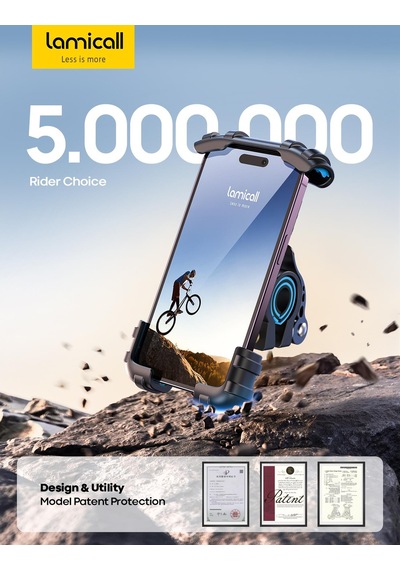 Lamicall Motosiklet Ve Bisiklet Telefon Tutucu 360 Derece Döndürülebilir Bm02blue Siyah - Mavi