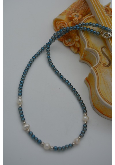 Stoneage Kristal Ve Gerçek Incili Kadın Kolye Doğal Taş Bronz