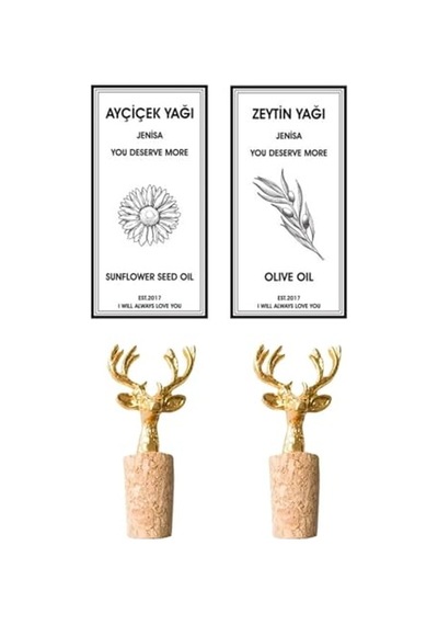 Adet Geyik Figür Mantarlı Tıpa Ve 2 Adet Yağdanlık Genel