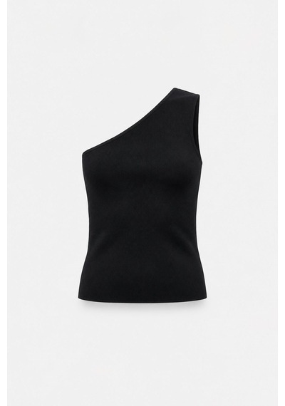 Suud Collection Siyah Aven Tek Omuz Örme Bluz