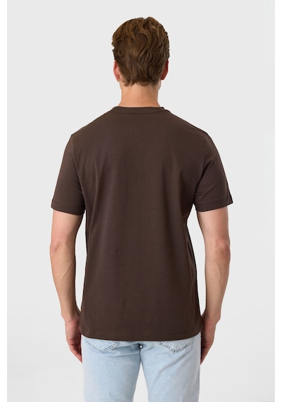 Back And Bond Relaxed Fit Baskılı Kahve Bisiklet Yaka Tişört