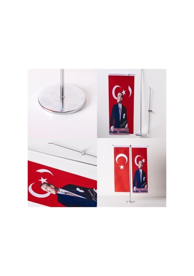 Zc Bayrak Atatürk-türk Bayrağı T Saten Kumaş Masa Bayrağı 10x30 Cm Diğer