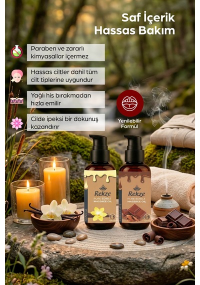 Rekze Çikolata & Vanilya Aromalı Masaj Yağı 100 Ml Aromaterapi, Nemlendirici Ve Etkili - 744967438