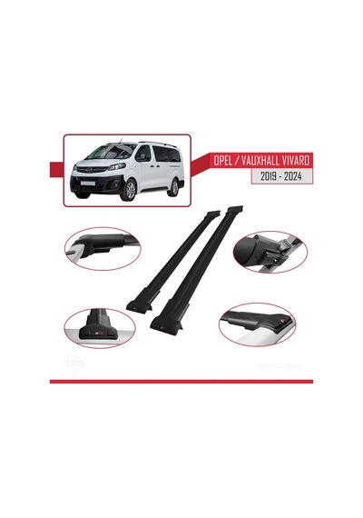 Opel / Vauxhall Vivaro 2019 Ve Sonrası İle Uyumlu Fly Model Ara Atkı Tavan Barı Siyah
