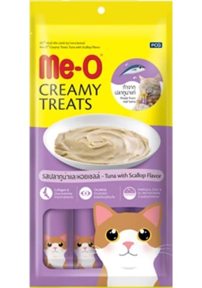 Me-O Creamy Treats Ton Balıklı ve Deniz Taraklı Kedi Ödülü 4 x 15 G