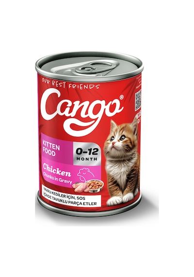 Cango Yavru Yaş Kedi Maması Tavuklu 415gr 12li