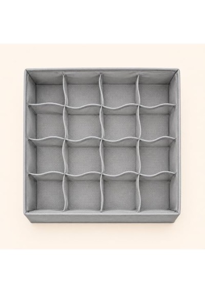 Deconox 6 Bölmeli Fermuarlı Kapaklı Bez Organizer 32 X 15 X 10 Cm, Katlanabilir Çekmece Ve Dolap İçi Düzenleyici, Tekli