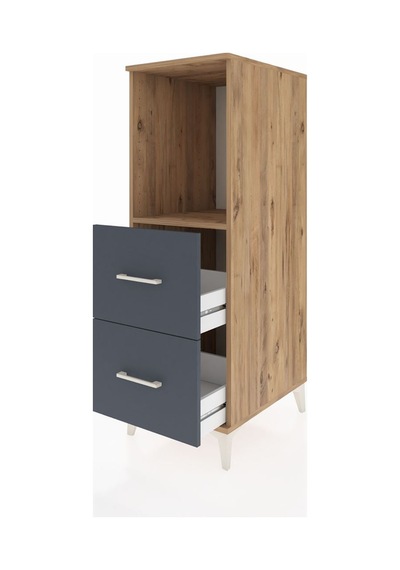 Kronos Dolap Tek Raflı 2 Çekmeceli 44x59x134 Çam-antrasit Çam