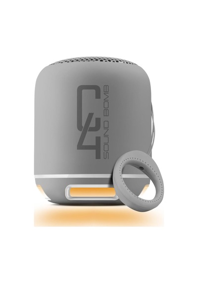 C4 Gümüş Taşınabilir Bluetooth Hoparlör Ses Bombası Yüksek Ses Gücü Sese Duyarlı Led Işık