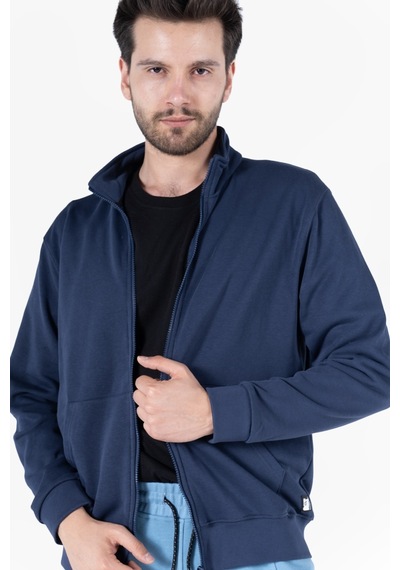 Owl 9150 Diagonel Fermuarlı Sweatshirt Light Lacivert