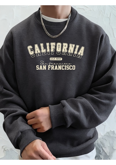 Startmore Startmorecalifornia San Francisco Est 1997 Baskı Sonbahar Koşu Kapüşonlu Üstü Erkek Günlük Basit Tişör Antrasit