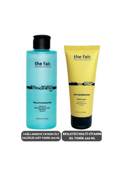 The Fair.Yağlı Cilt Salisilik Asit Tonik 200 ML + Besleyici Multi Vitamin Jel Tonik 100 ML