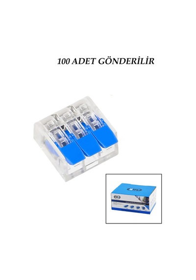 100 Adet 3 Lü 2x2.5 Kablo Geçmeli Mandallı Buat Klemensi Bx40 2